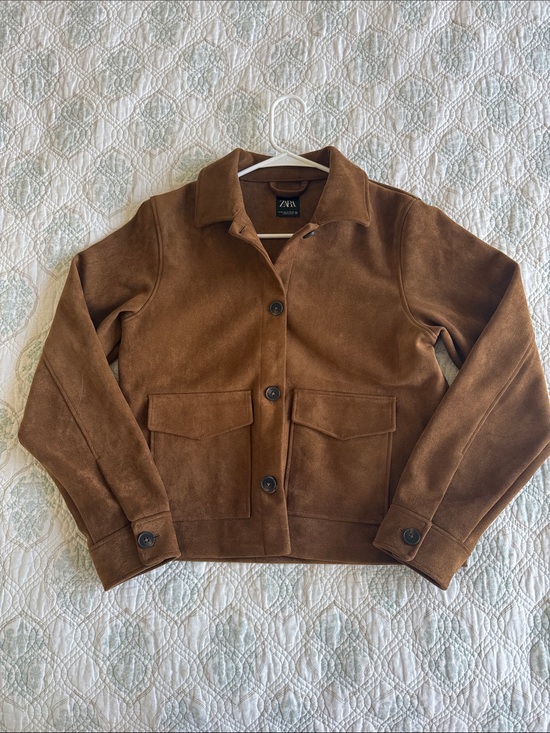 Zara Jackets & Blazers - ZARA Brown Faux Suede Button-Front Jacket